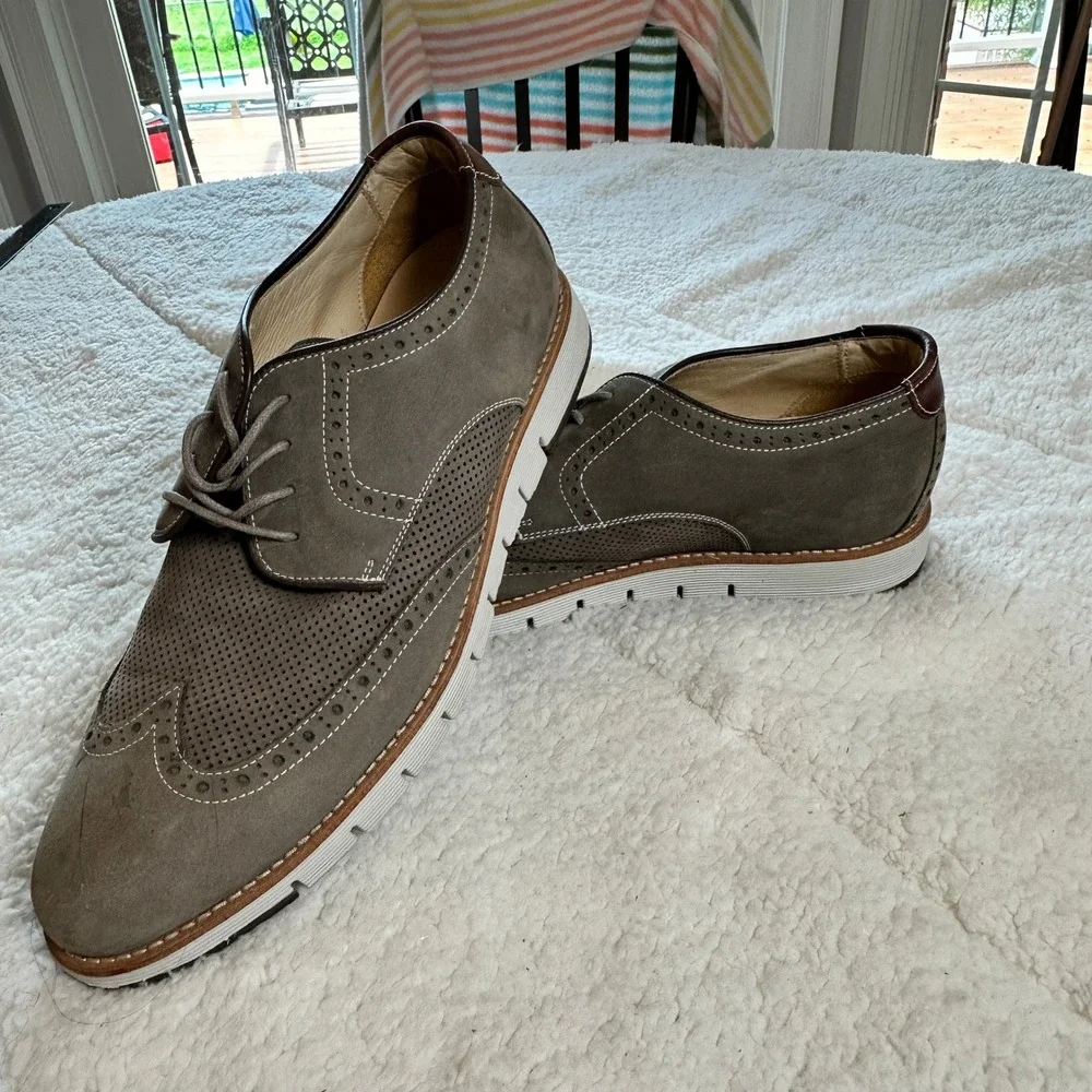 Johnston & Murphy J&M 1850 Mens 11.5 Grey Suede Wingtip Oxfords Preppy